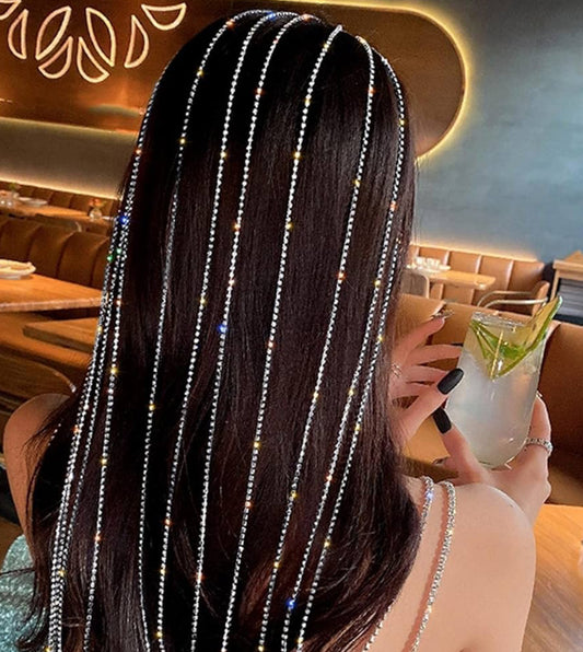 ✨ Sparkly Crystal Beaded Hair Strands – Clip-In Rhinestone Hair Accessory for Girls & Women ✨