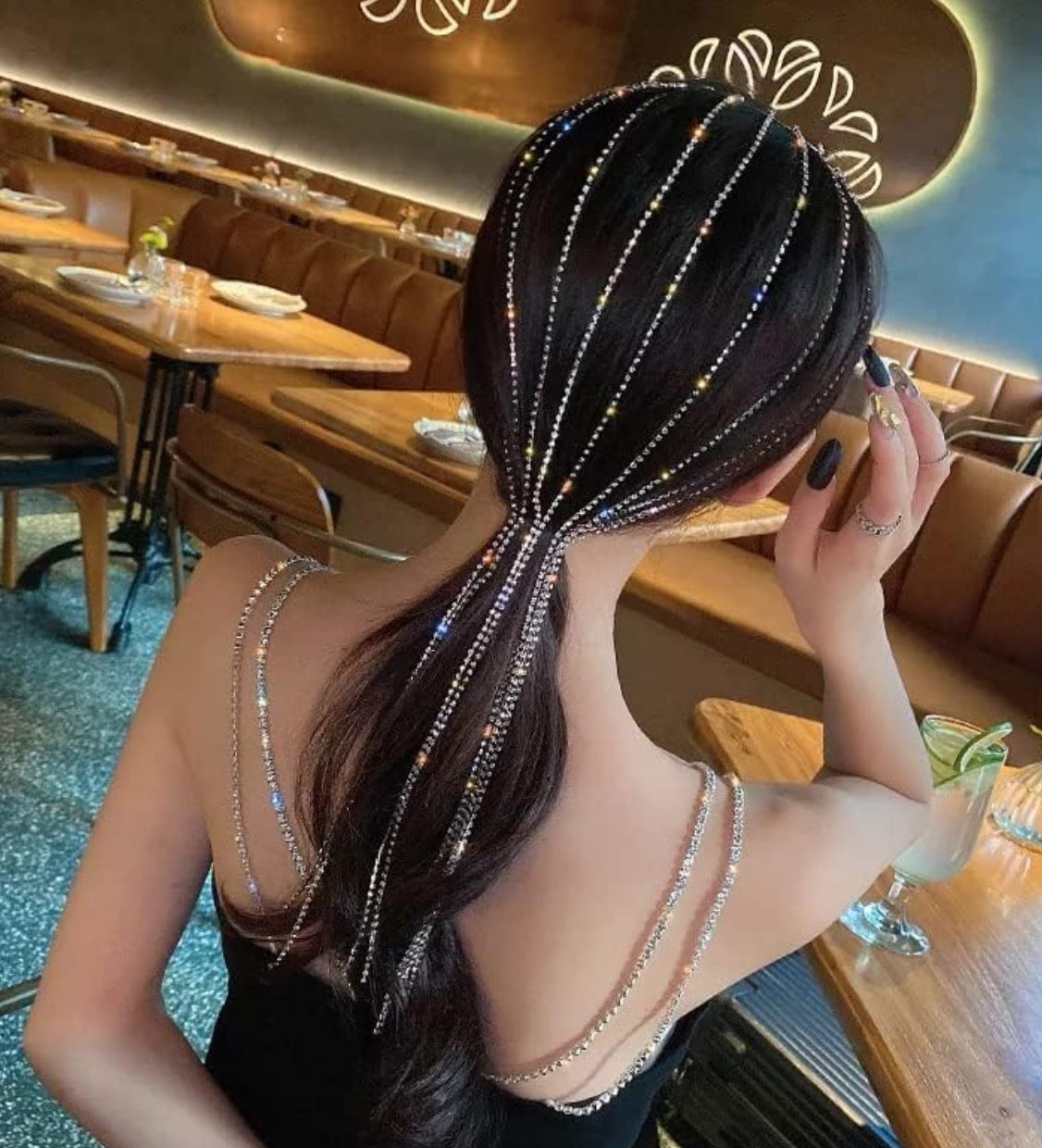 ✨ Sparkly Crystal Beaded Hair Strands – Clip-In Rhinestone Hair Accessory for Girls & Women ✨