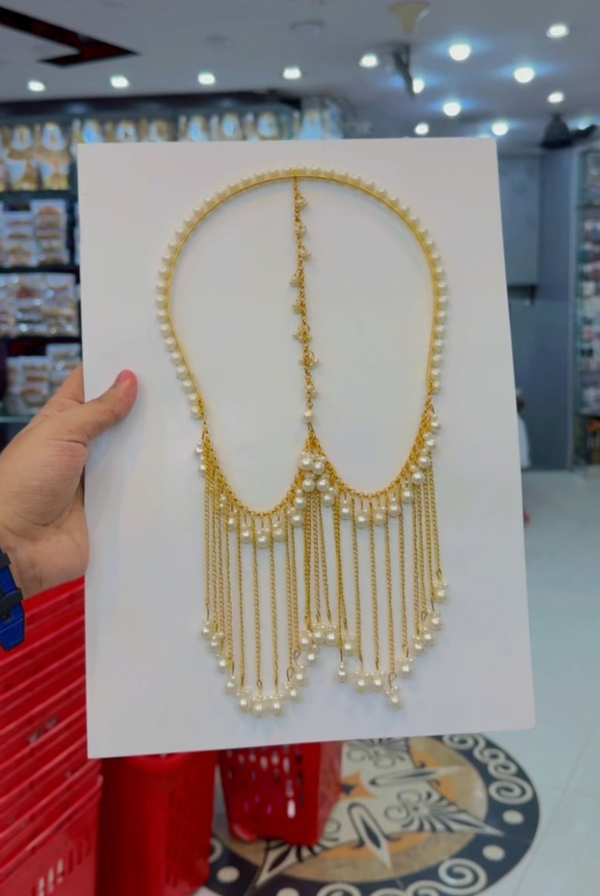 Elegant Pearl & Gold Hair Jewelry – Traditional Bridal Headpiece