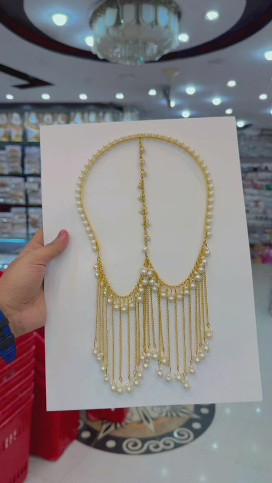Elegant Pearl & Gold Hair Jewelry – Traditional Bridal Headpiece